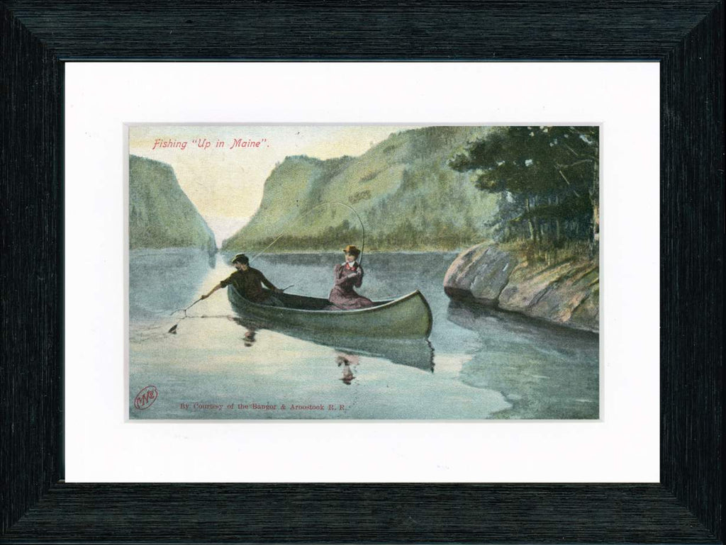 Vintage Postcard Front - Fishing Up in Maine