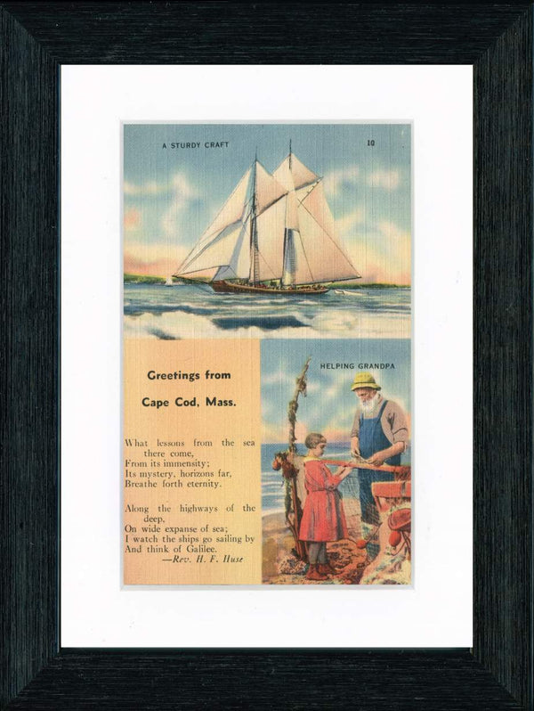Vintage Postcard Front - Cape Cod "Helping Grandpa"