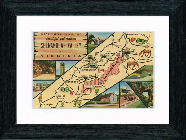 Vintage Postcard Front - Shenandoah Valley Map