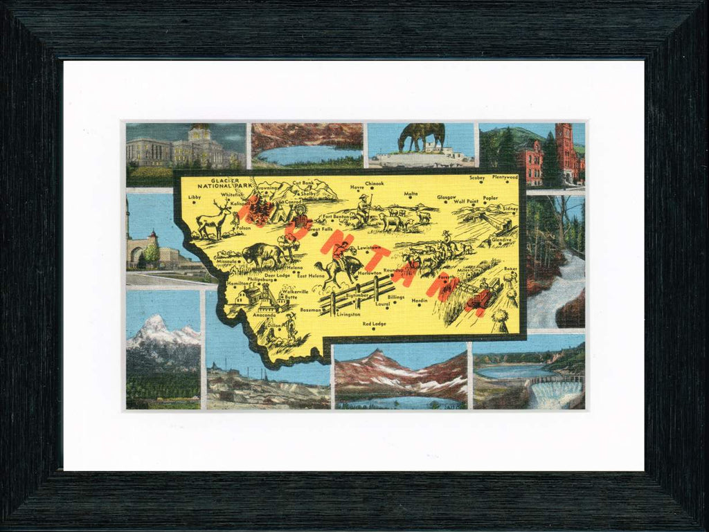 Vintage Postcard Front - Montana State Map