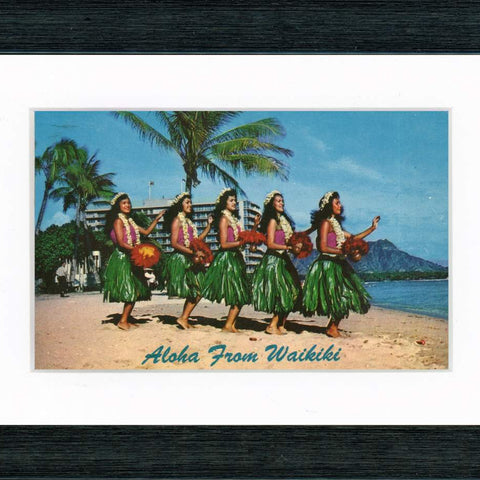Vintage Postcard Front - Aloha from Waikiki—Hula Dancers