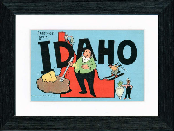 Vintage Postcard Front - Idaho State Map