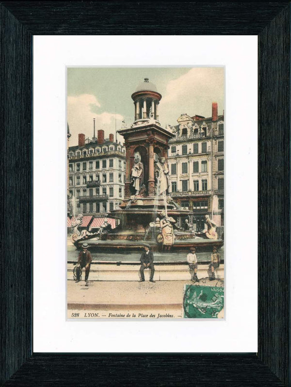 Vintage Postcard Front - Lyon—Place des Jacobins Fountain