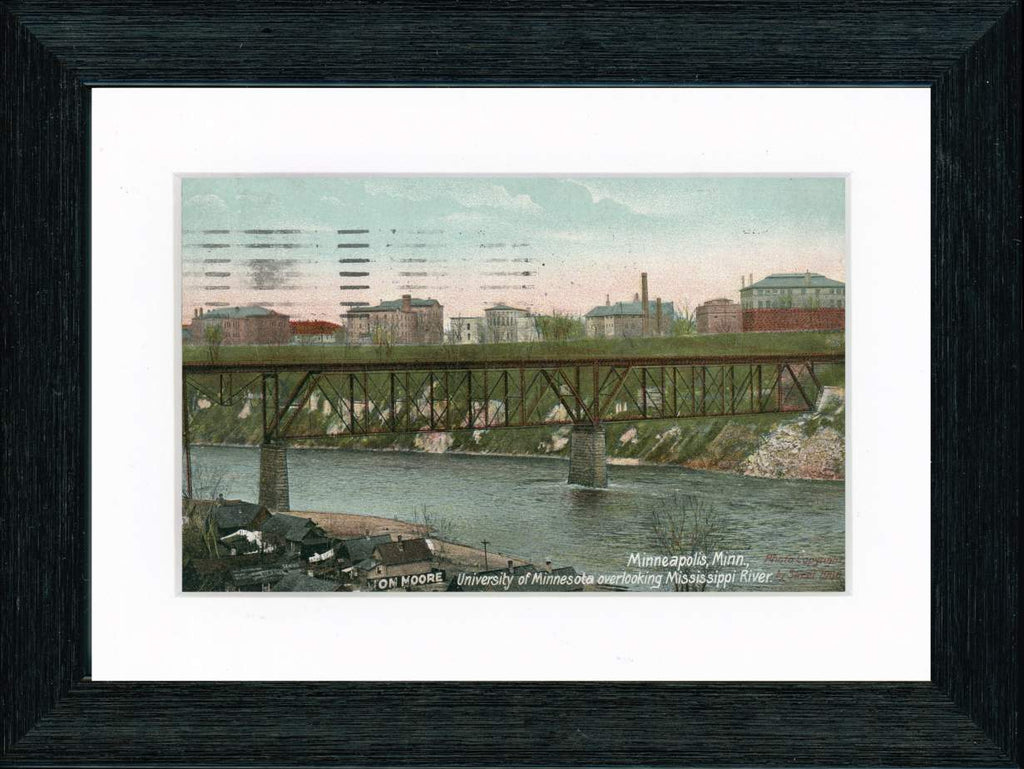 Vintage Postcard Front - University of Minnesota & Mississippi River