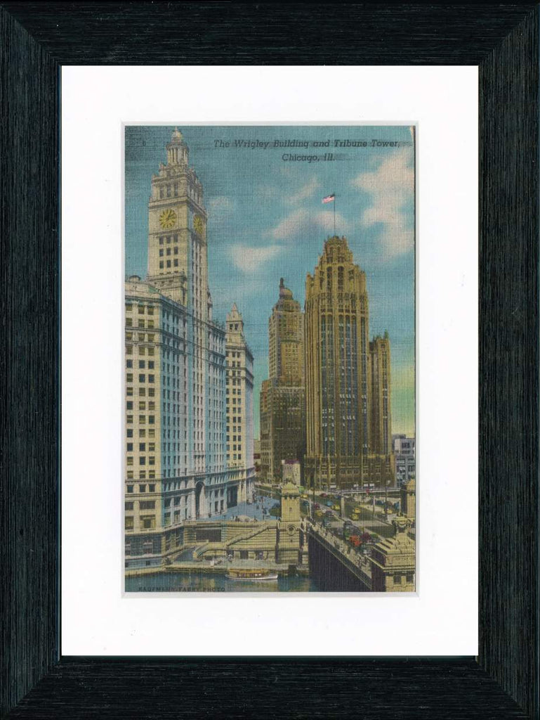Vintage Postcard Front - Wrigley & Tribune Building—Chicago