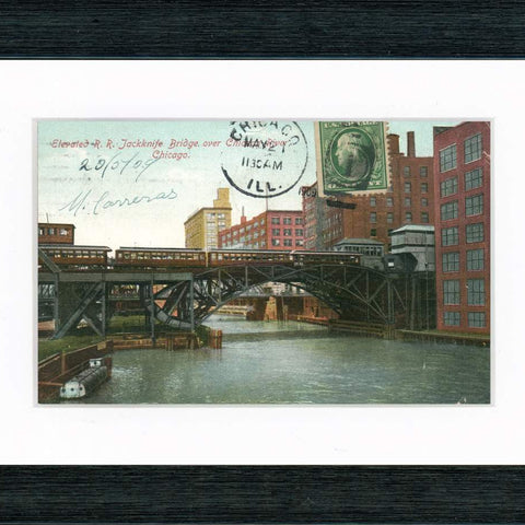 Vintage Postcard Front - Chicago River Jackknife Bridge