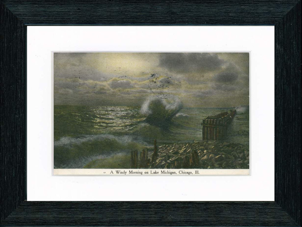 Vintage Postcard Front - Lake Michigan "Windy Morning"