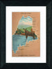 Vintage Postcard Front - Maine Moose & State Map