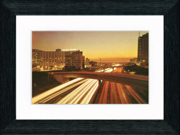 Vintage Postcard Front - Los Angeles Harbor Freeway at Dusk