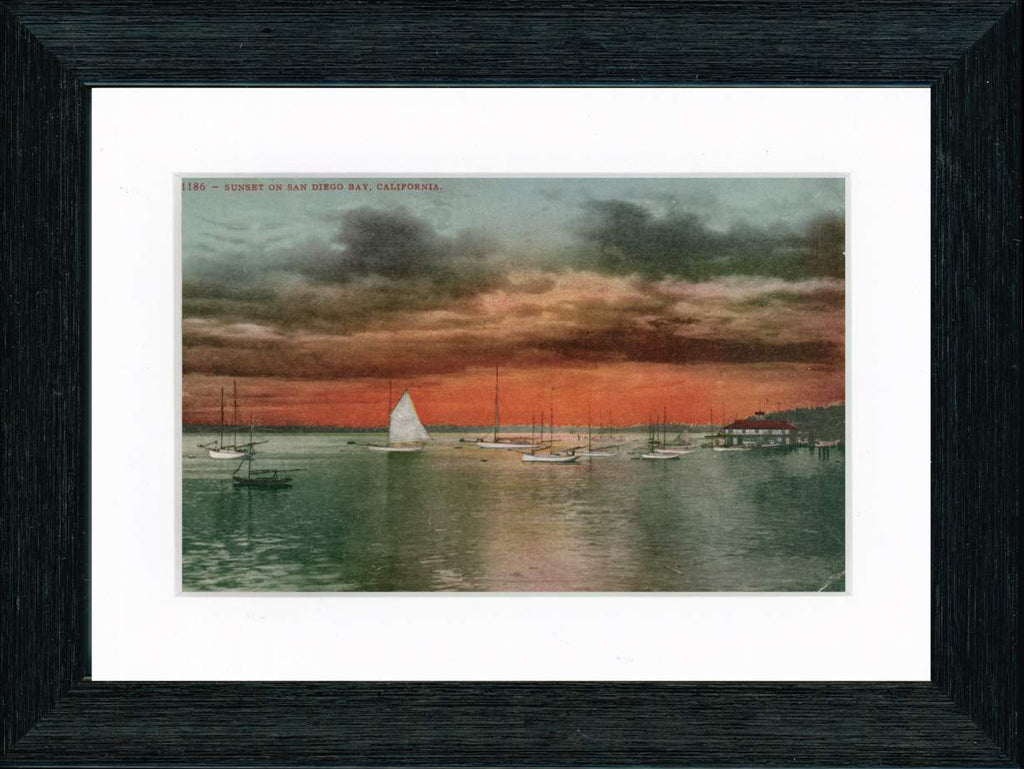 Vintage Postcard Front - San Diego Bay Sunset
