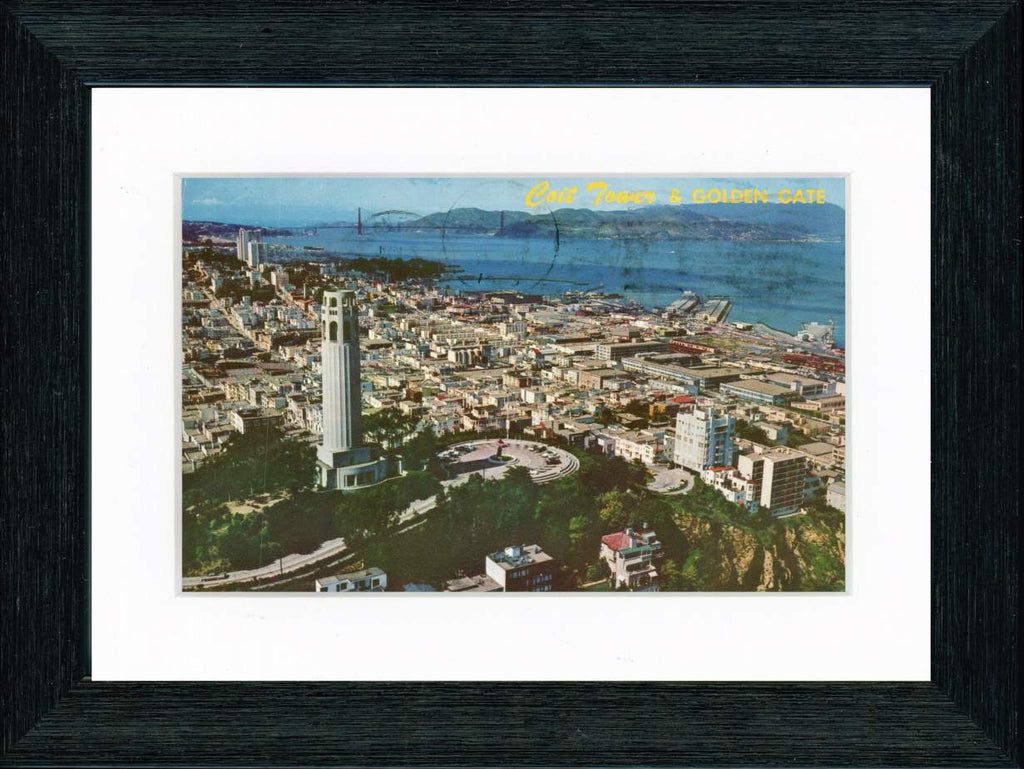 Vintage Postcard Front - Coit Tower & Golden Gate