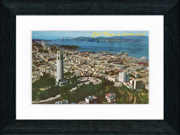 Vintage Postcard Front - Coit Tower & Golden Gate