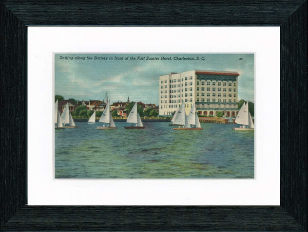 Vintage Postcard Front - Charleston—Sailing on the Battery
