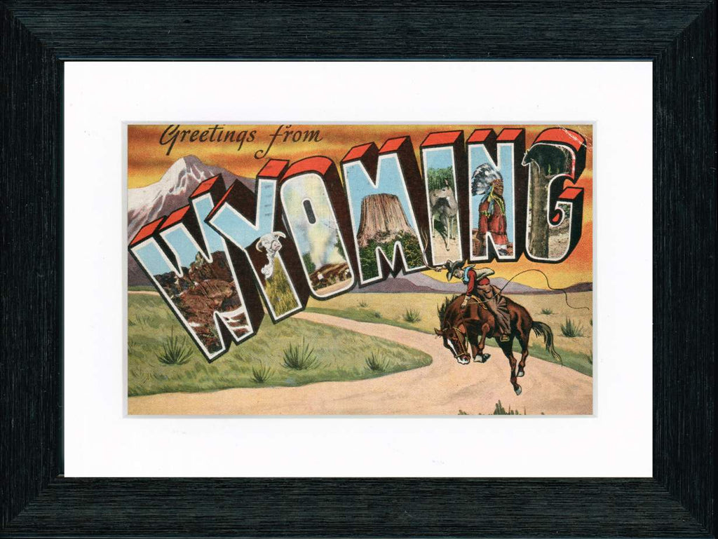 Vintage Postcard Front - Greetings from Wyoming