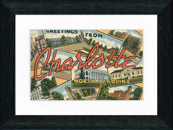 Vintage Postcard Front - Greetings from Charlotte