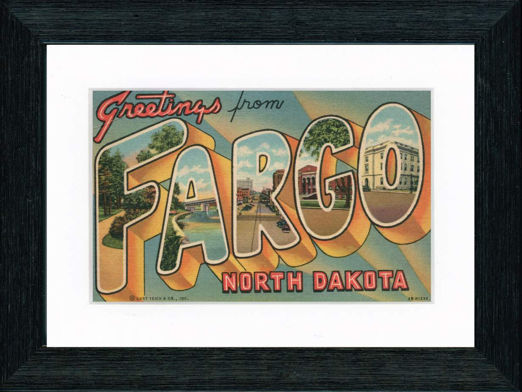 Vintage Postcard Front - Greetings from Fargo