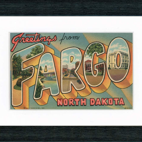 Vintage Postcard Front - Greetings from Fargo