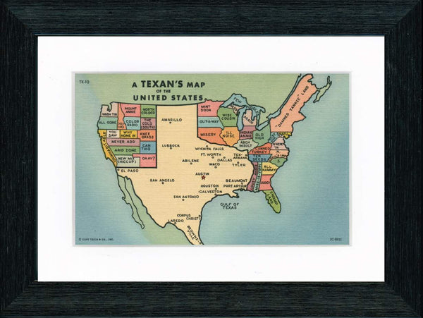 Vintage Postcard Front - Texan's Map of the USA