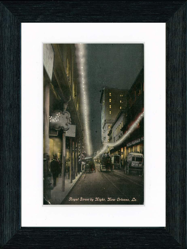 Vintage Postcard Front - New Orleans—Royal Street at Night