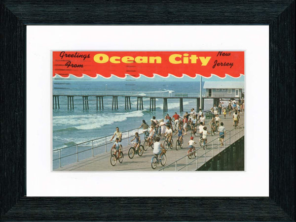 Vintage Postcard Front - Ocean City New Jersey Boardwalk Bikes